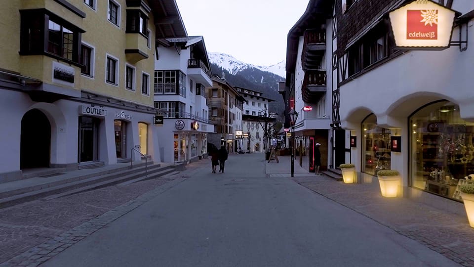 St Anton main street is charmful and ebullient.