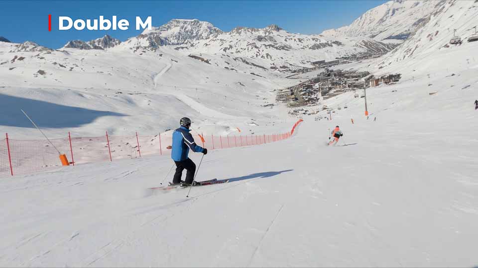 Double M. north-facing s shape run begins at the top of the Les Lanches chairlift