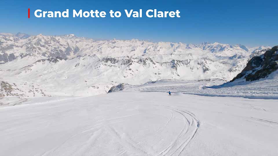 The Grande Motte to Tignes Val Claret red run. A vertical drop of 1330m