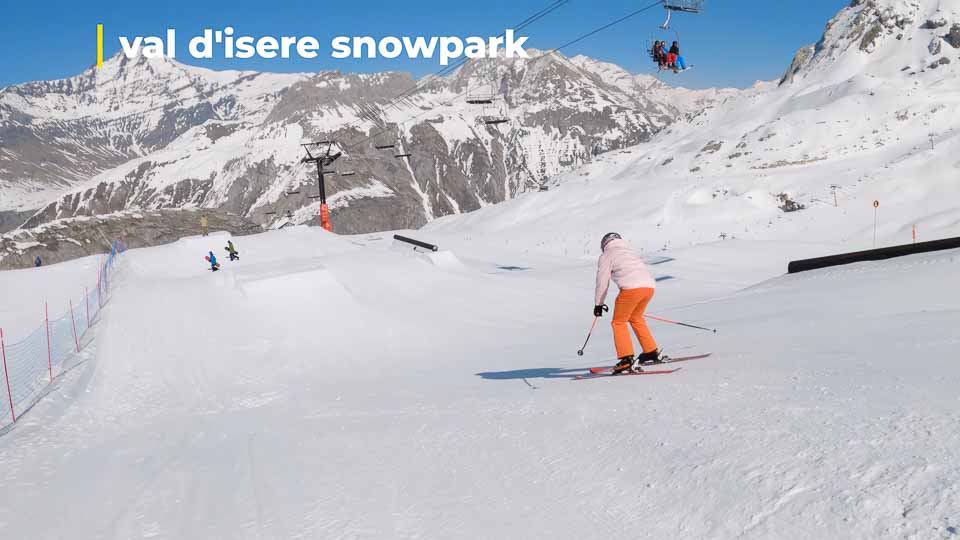 Val D’Isere snowpark. you can ski directly from the Toviere summit.