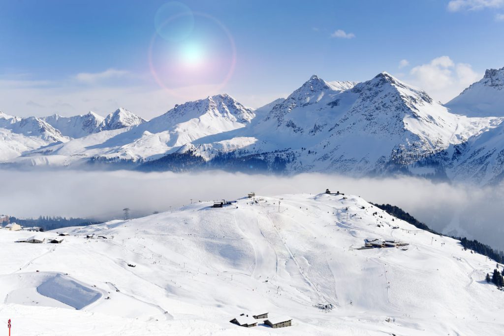 Tchuggen peak from northwest. Arosa ski area